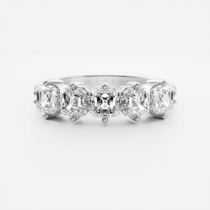 Half Eternity- 0.20 CT Oval Moissanite Wedding Band