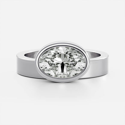 East West Solitaire Bezel- 1.55 CT Oval Moissanite Engagement Ring
