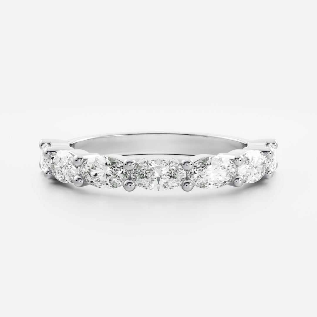 Half Eternity- 0.20 CT Oval Moissanite Wedding Band