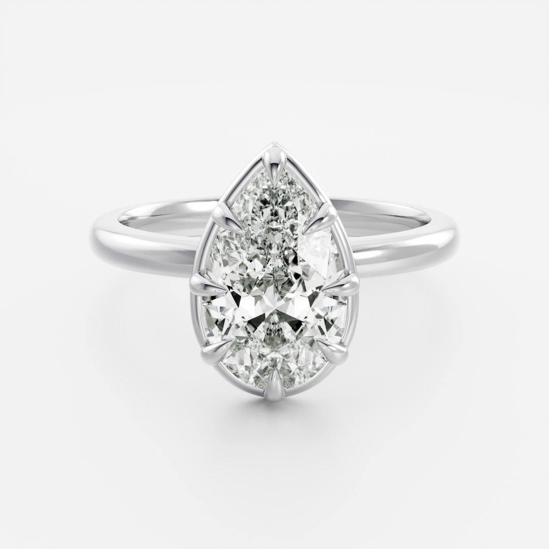 Solitaire Unique Bezel-Pear Lab Grown Diamond Engagement Ring