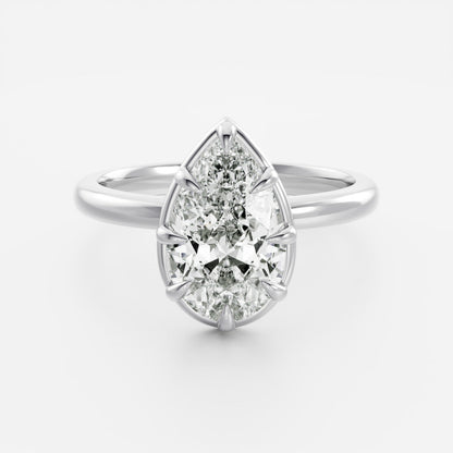 Solitaire Unique Bezel-Pear Lab Grown Diamond Engagement Ring