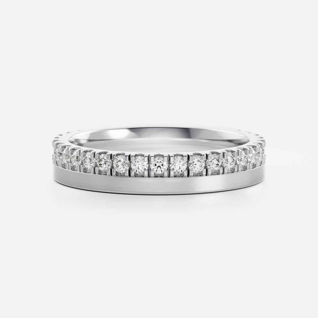 3/4 Pave Eternity- 0.86 CT Round Moissanite Wedding Band
