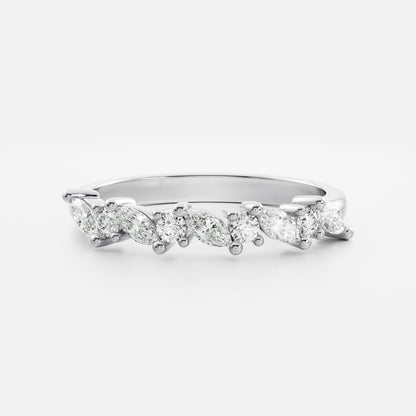 Half Eternity- 0.20 CT Oval Moissanite Wedding Band