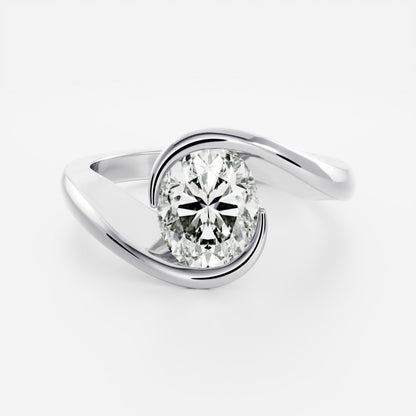 Solitaire- 1.0 CT Oval Moissanite Engagement Ring
