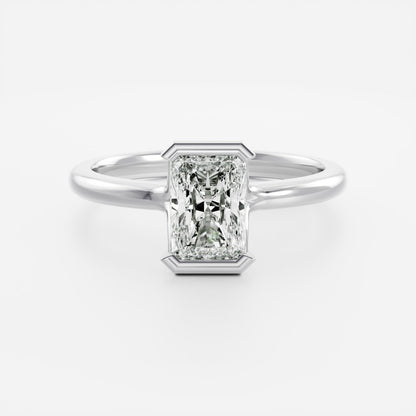 Solitaire Half Bezel Split Shank-Radiant Lab Grown Diamond Engagement Ring