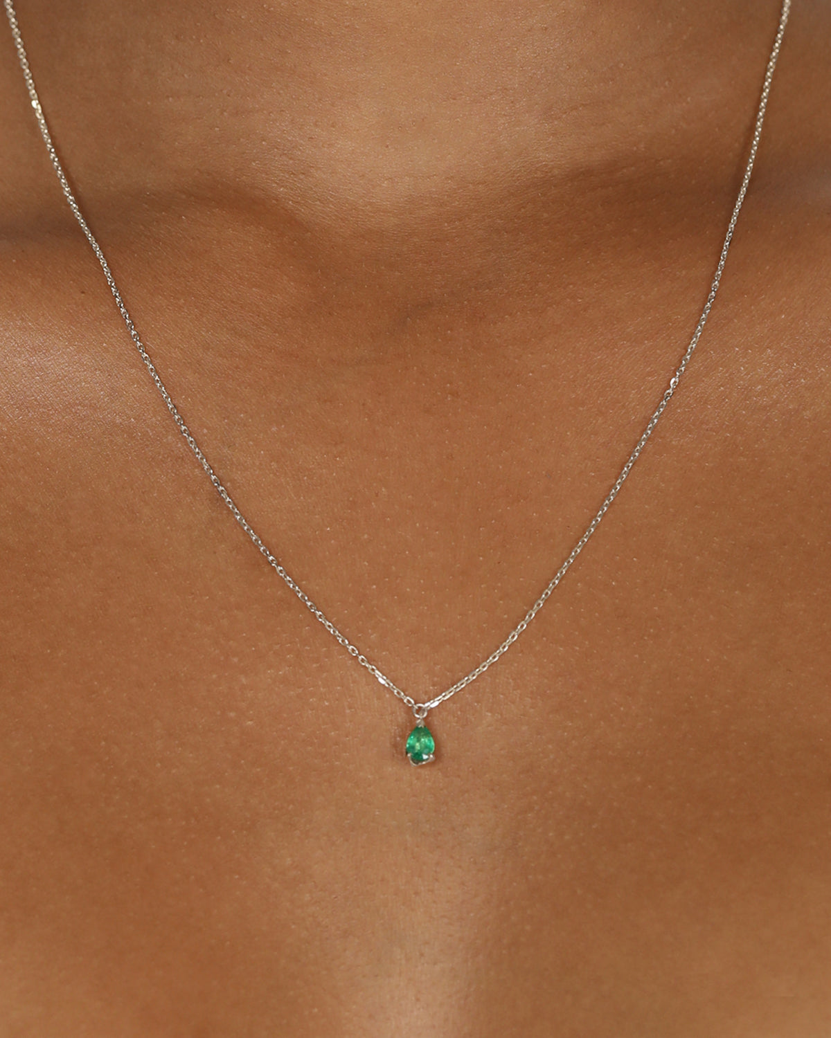 0.50 CT Pear Shaped Emerald Pendant Necklace