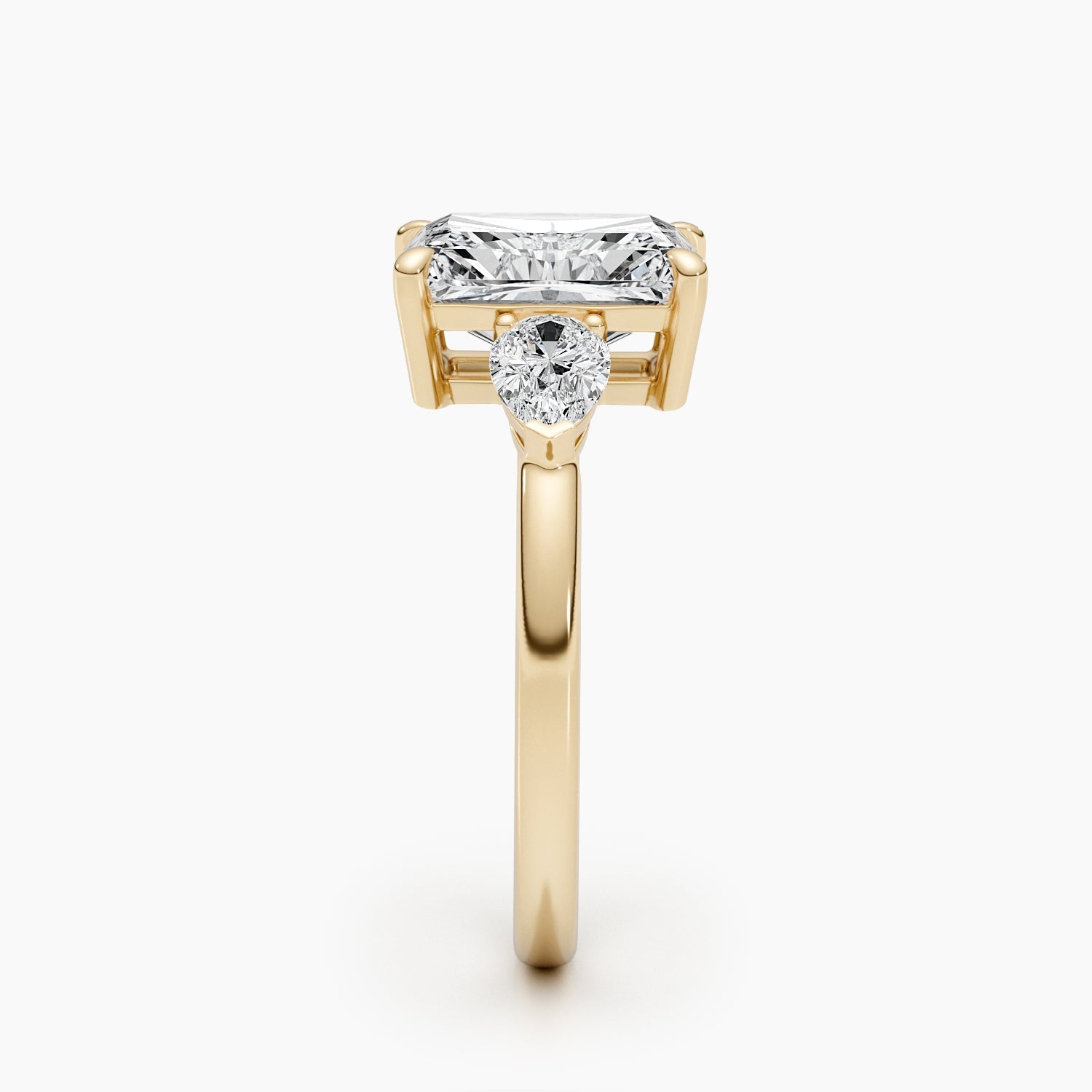 2.62 CT Radiant Lab-Grown Diamond Three Stone Engagement Ring in Yellow Gold 2