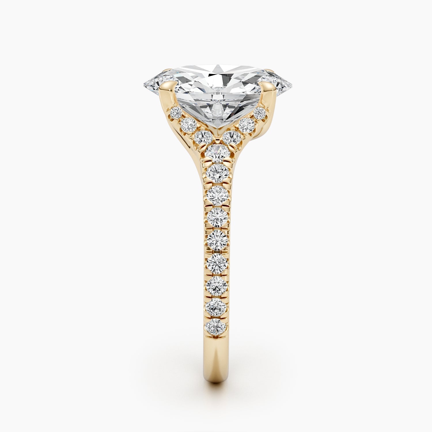 2.62 CT Oval Lab-Grown Diamond Pave Split Shank Engagement Ring in Yellow Gold 2