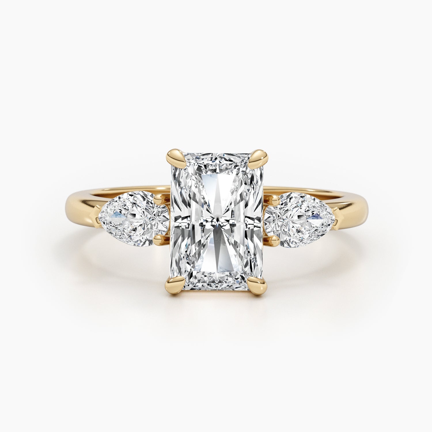 2.62 CT Radiant Lab-Grown Diamond Three Stone Engagement Ring in Yellow Gold 1