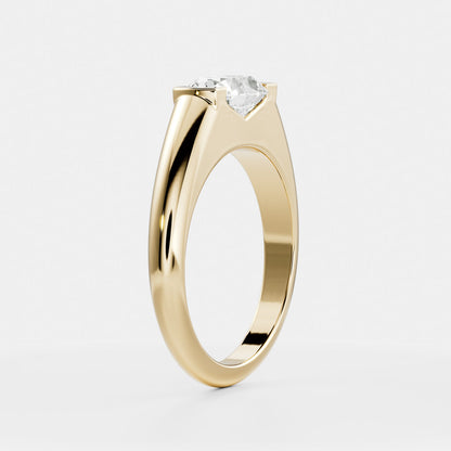 East West Solitaire Half Bezel- 2.1 CT Oval Moissanite Engagement Ring