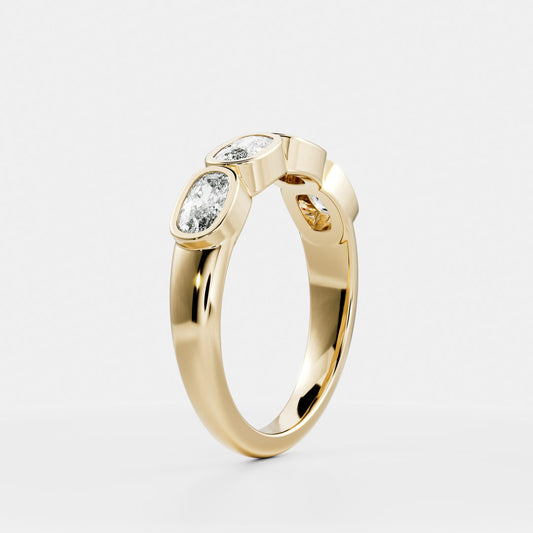 Half Eternity- 0.20 CT Oval Moissanite Wedding Band