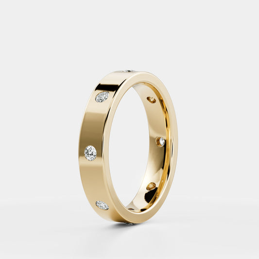 Half Eternity- 0.20 CT Oval Moissanite Wedding Band