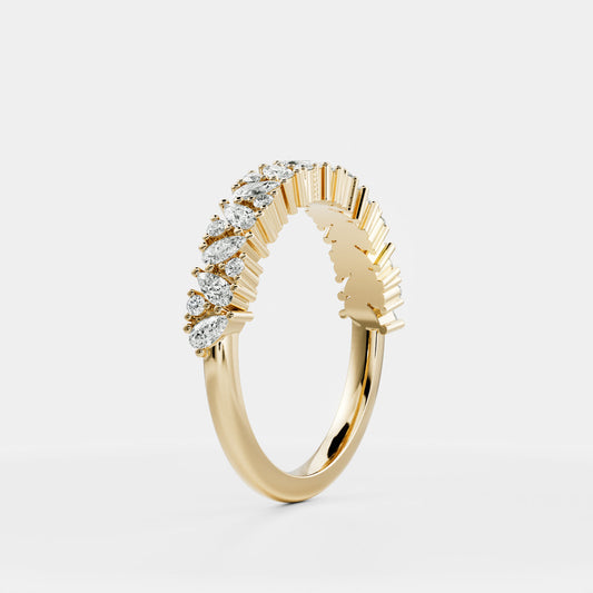 Half Eternity- 0.20 CT Oval Moissanite Wedding Band