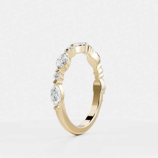 Half Eternity- 0.20 CT Oval Moissanite Wedding Band