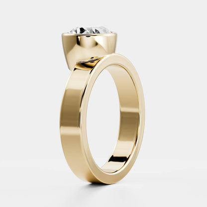 East West Solitaire Bezel Cigar Band- 1.9 CT Pear Moissanite Engagement Ring