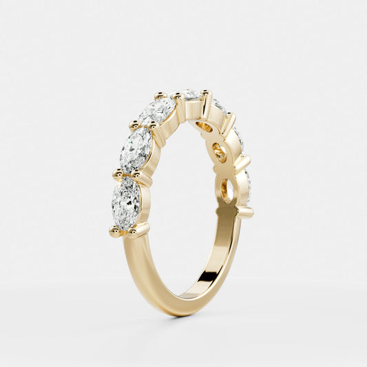 Half Eternity- 0.20 CT Oval Moissanite Wedding Band