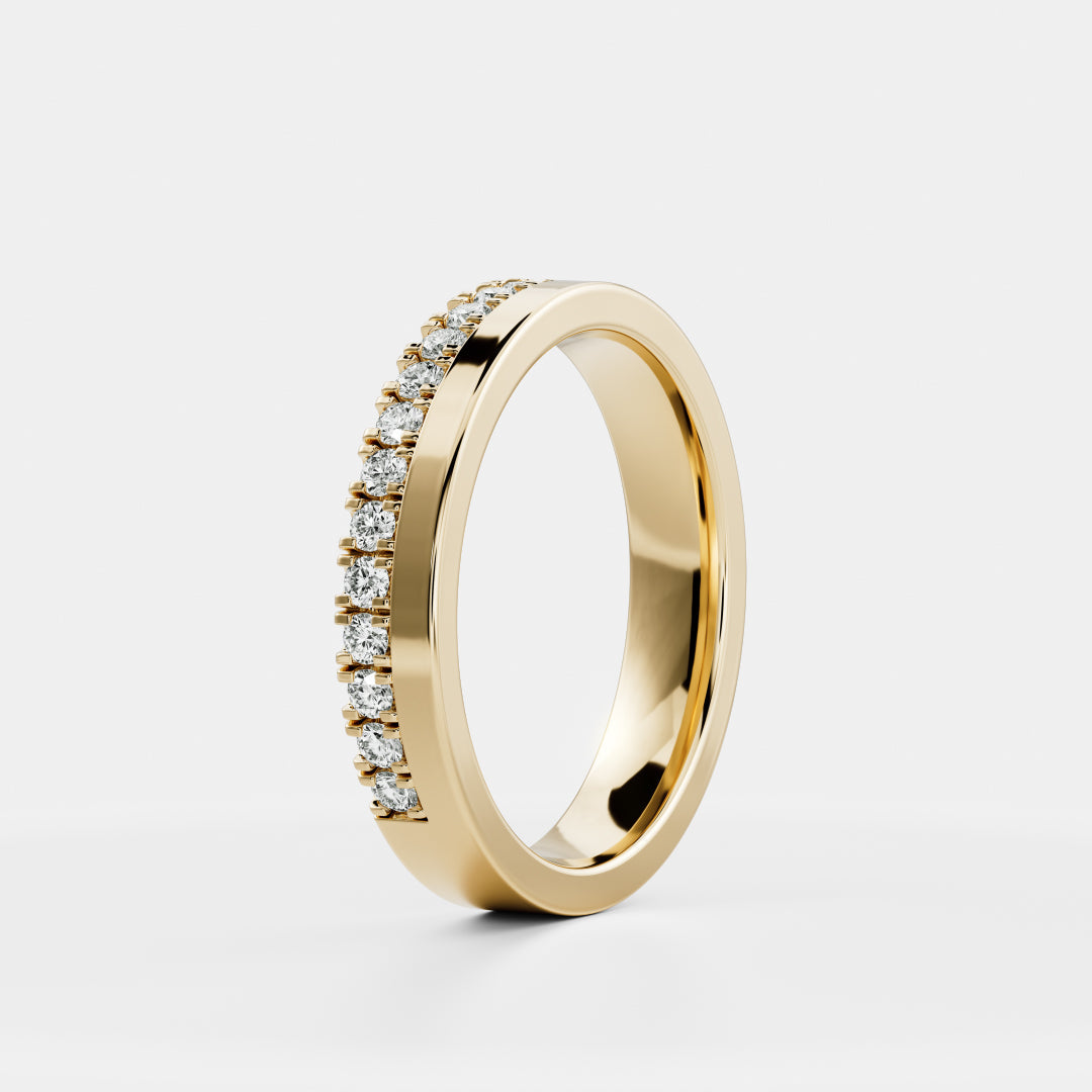 3/4 Pave Eternity- 0.86 CT Round Moissanite Wedding Band