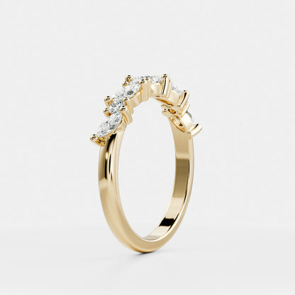 Half Eternity- 0.20 CT Oval Moissanite Wedding Band