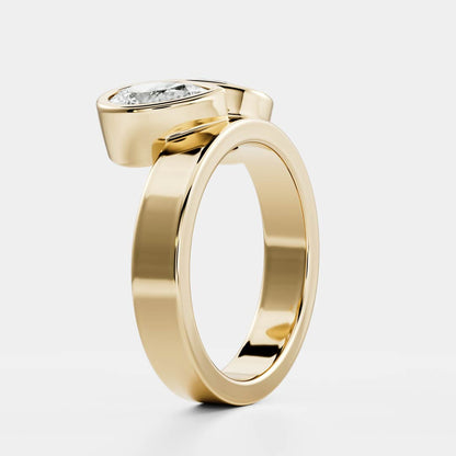 Toi Et Moi Bezel Cigar Band- 1.33 CT Pear & 1.5 CT Oval Moissanite Engagement Ring