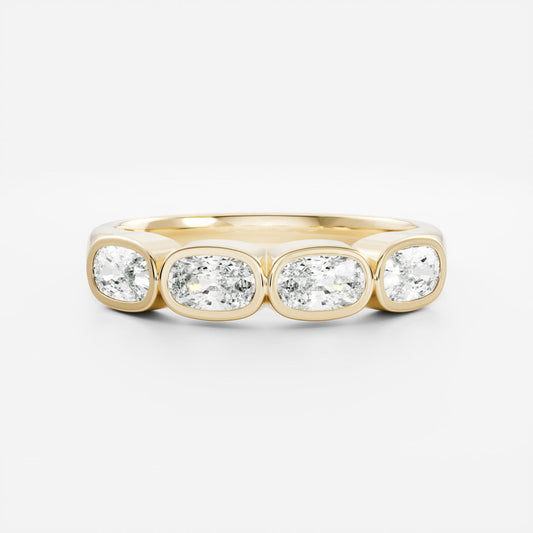 Half Eternity- 0.20 CT Oval Moissanite Wedding Band