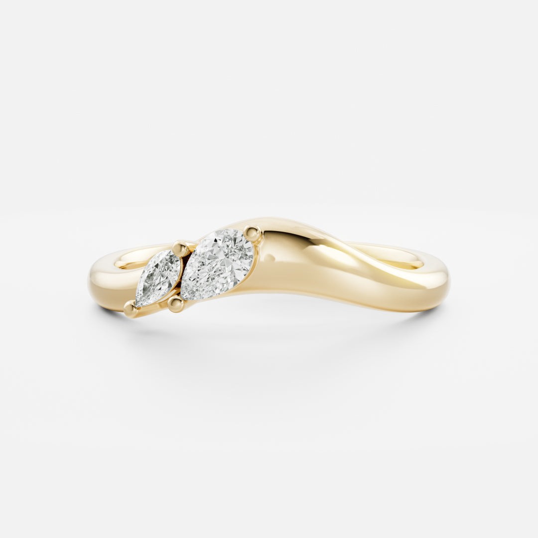 Dainty Curved- 0.33 CT Pear Moissanite Wedding Band