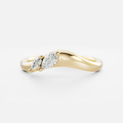 Dainty Curved- 0.33 CT Pear Moissanite Wedding Band