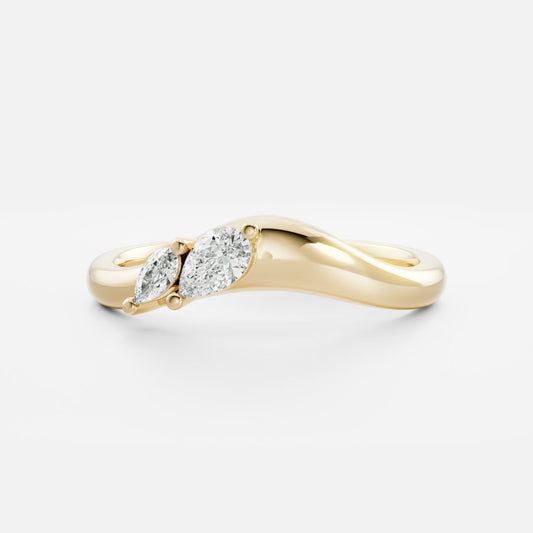 Dainty Curved- 0.33 CT Pear Moissanite Wedding Band