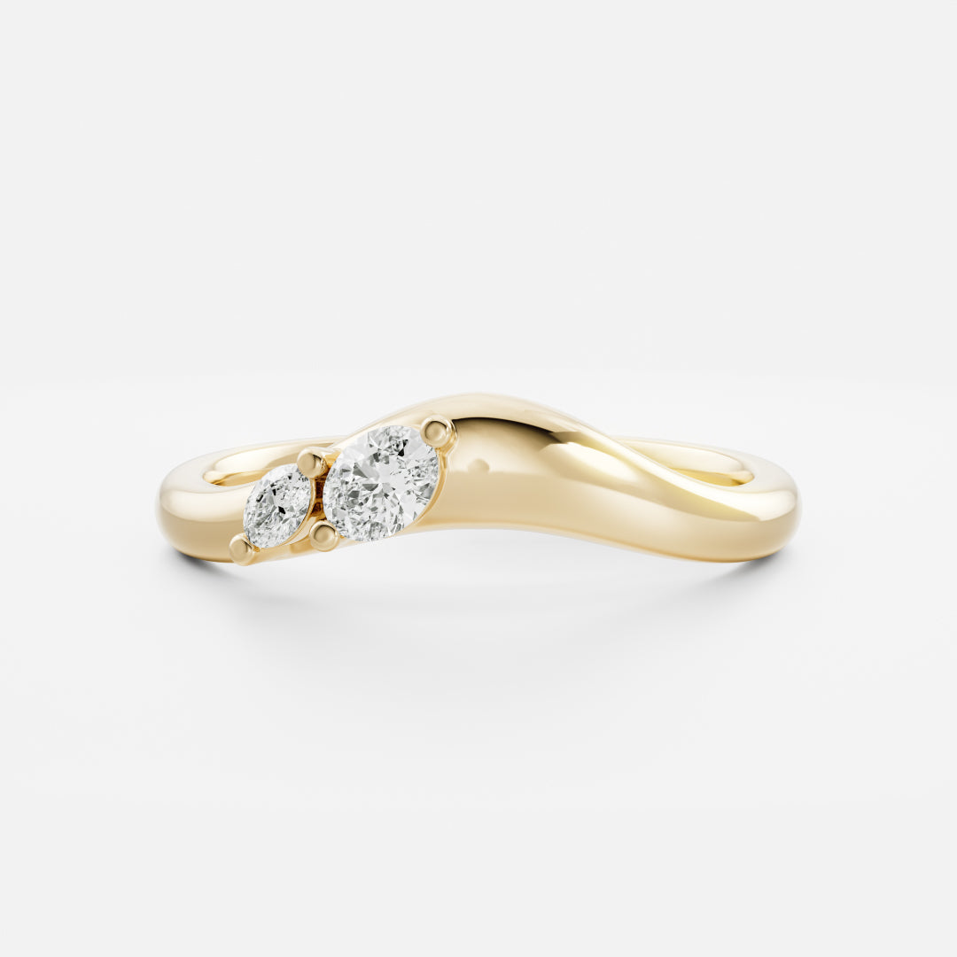 Dainty Curved- 0.6 CT Oval Moissanite Wedding Band