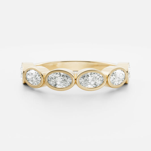 East West Half Eternity Bezel- 2.58 CT Oval Moissanite Wedding Band