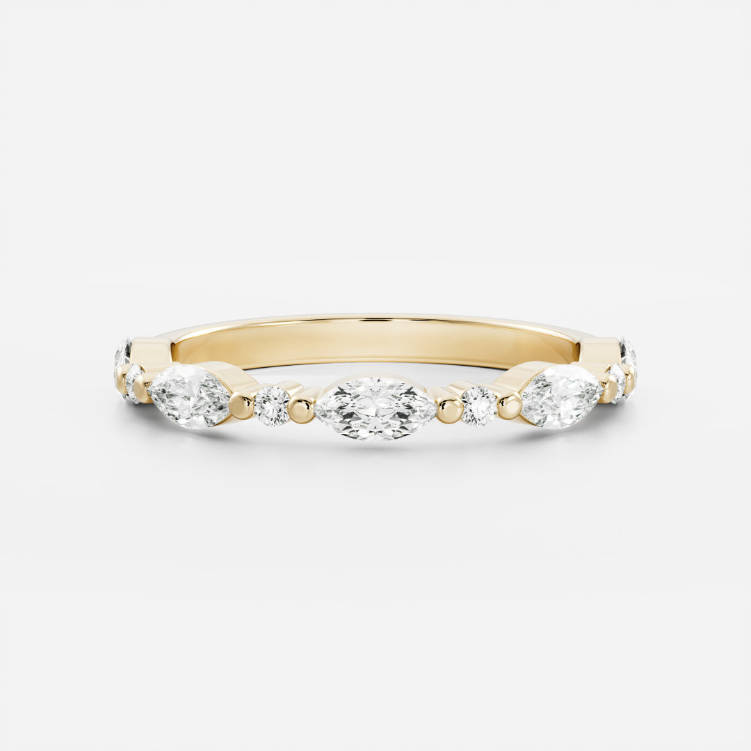 Half Eternity- 0.20 CT Oval Moissanite Wedding Band