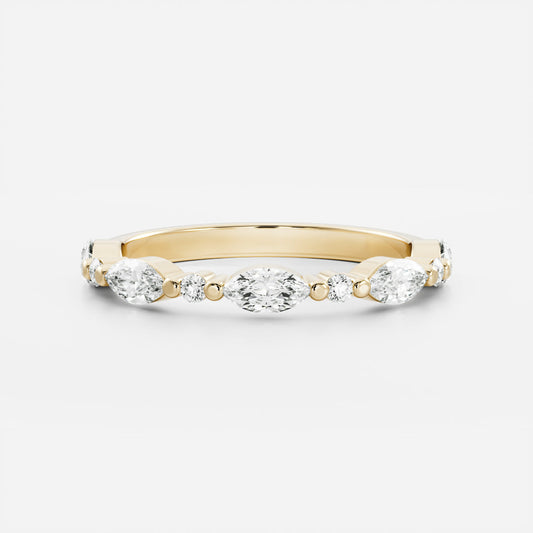 Half Eternity- 0.20 CT Oval Moissanite Wedding Band