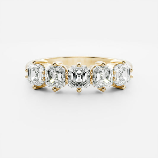 Half Eternity- 0.20 CT Oval Moissanite Wedding Band