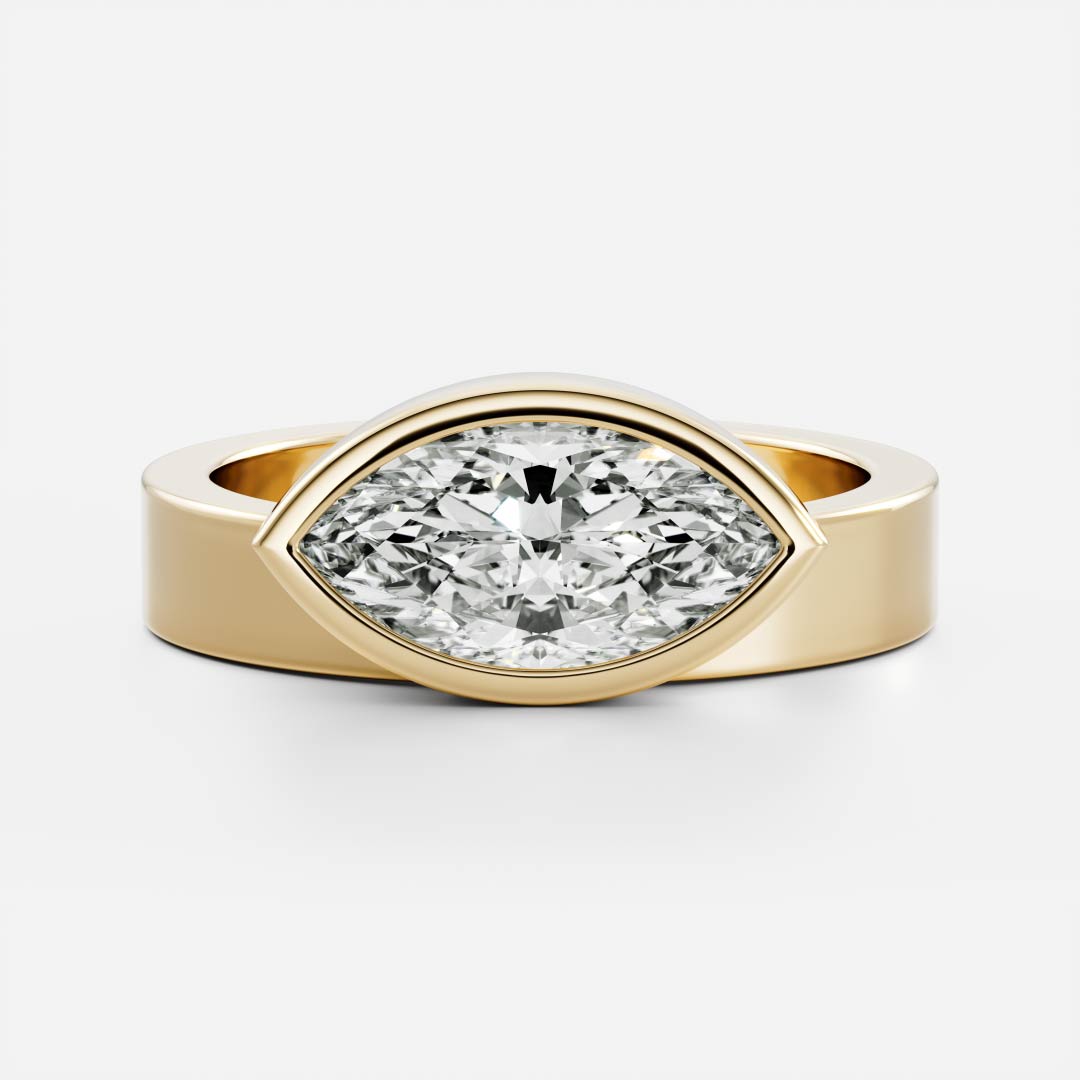 East West Solitaire Bezel- 2.0 CT Marquise Moissanite Engagement Ring