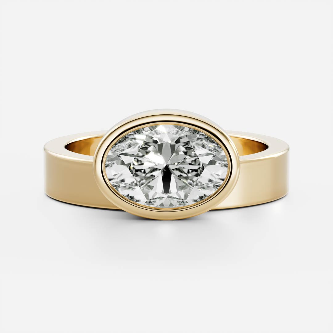 East West Solitaire Bezel- 1.55 CT Oval Moissanite Engagement Ring