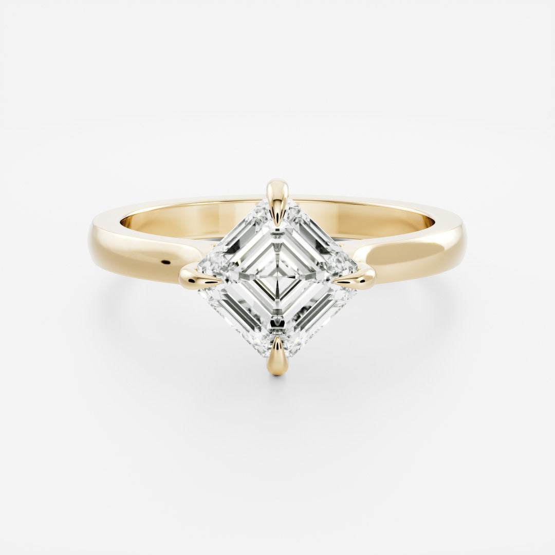 East West Solitaire Cathedral-Asscher Lab Grown Diamond Engagement Ring