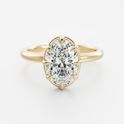Solitaire Unique Bezel Low Profile-Oval Lab Grown Diamond Engagement Ring