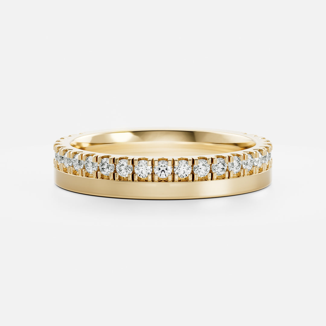 3/4 Pave Eternity- 0.86 CT Round Moissanite Wedding Band