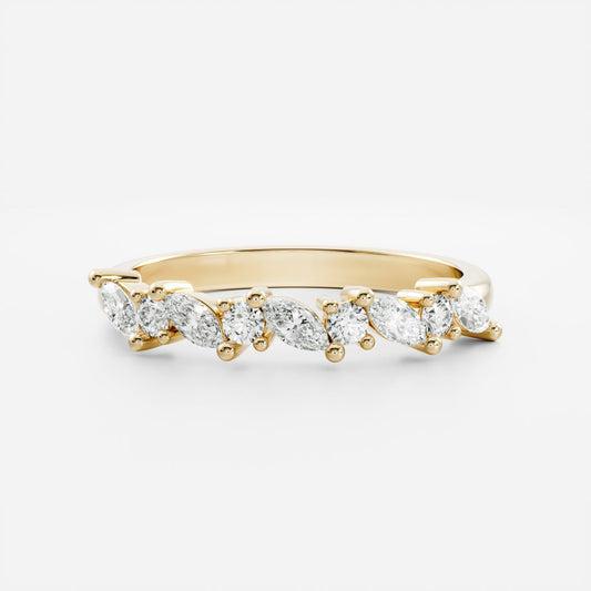 Half Eternity- 0.20 CT Oval Moissanite Wedding Band