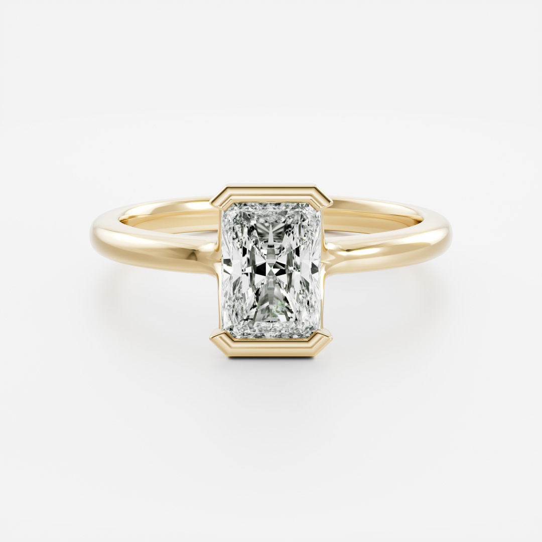 Solitaire Half Bezel Split Shank-Radiant Lab Grown Diamond Engagement Ring