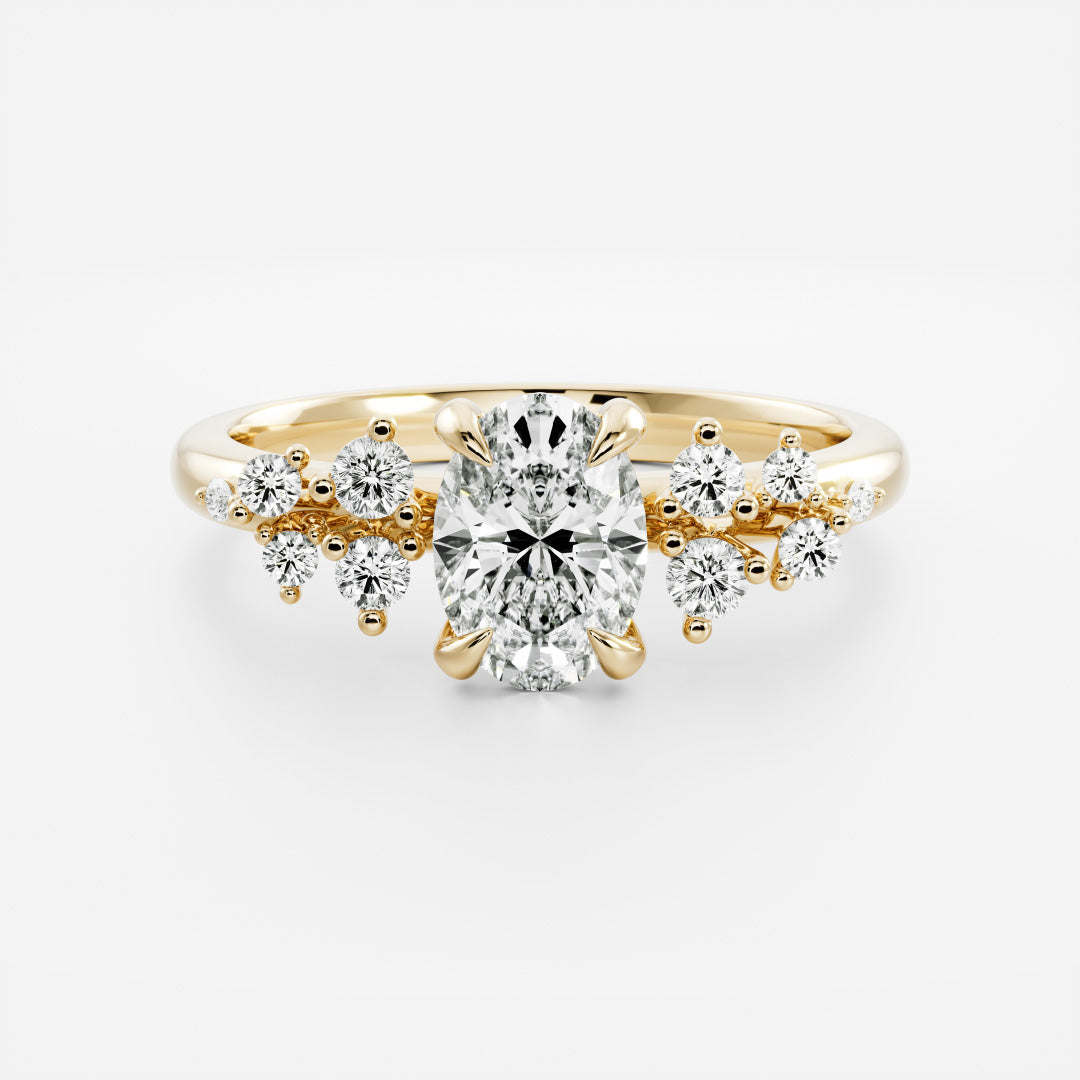 Cluster-Oval Lab Grown Diamond Engagement Ring