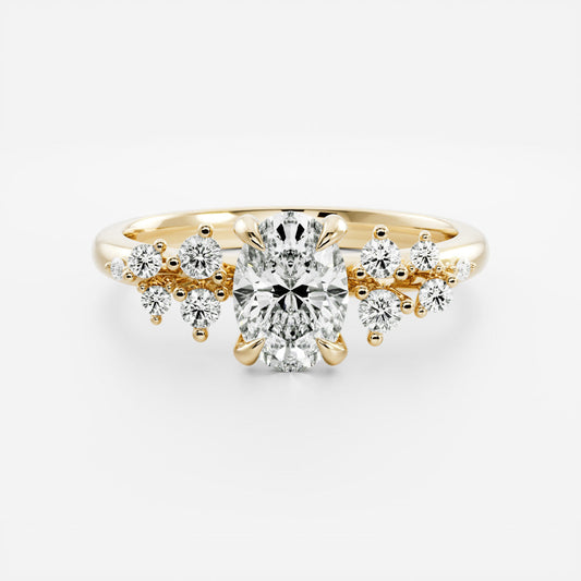 Cluster-Oval Lab Grown Diamond Engagement Ring