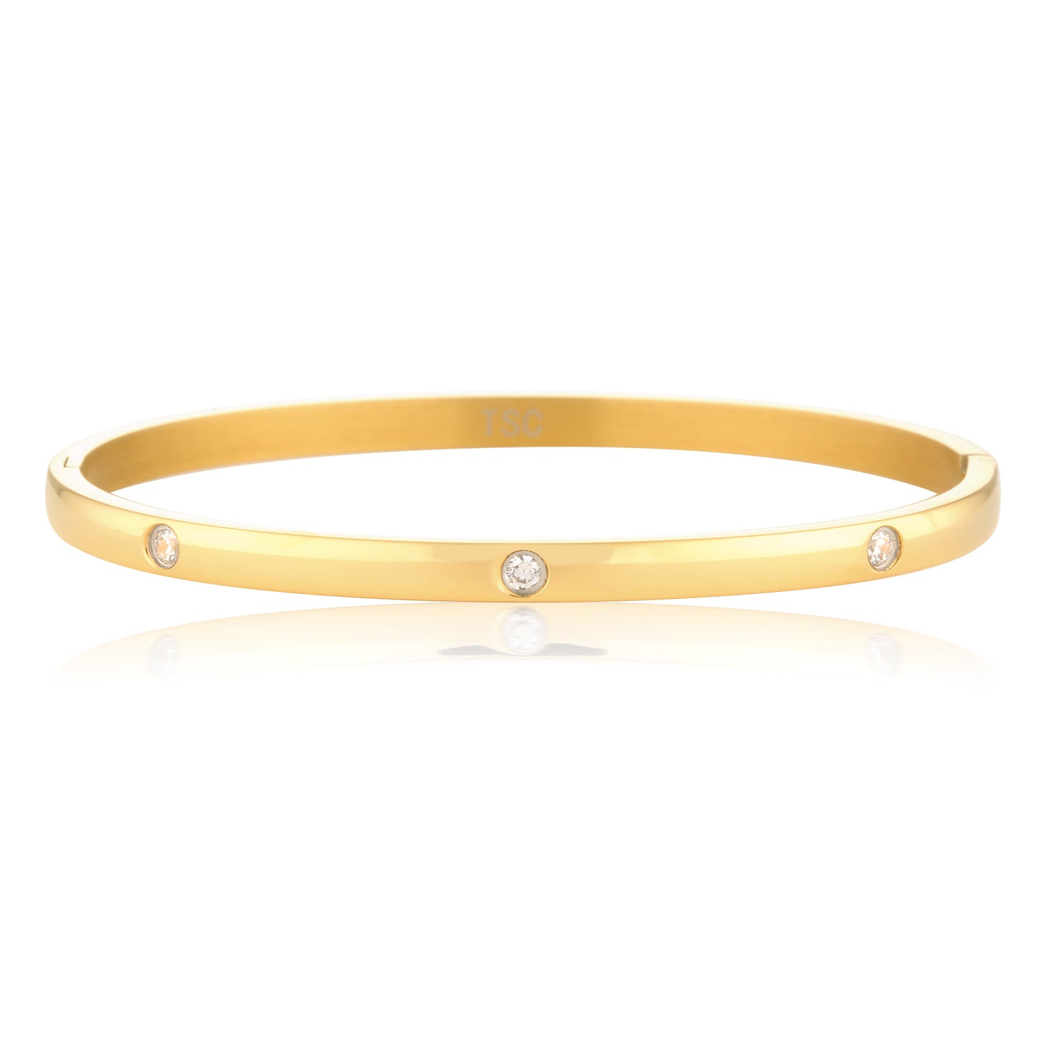0.05 CT Round Lab-Grown Diamond Gold Bangle Bracelets 1