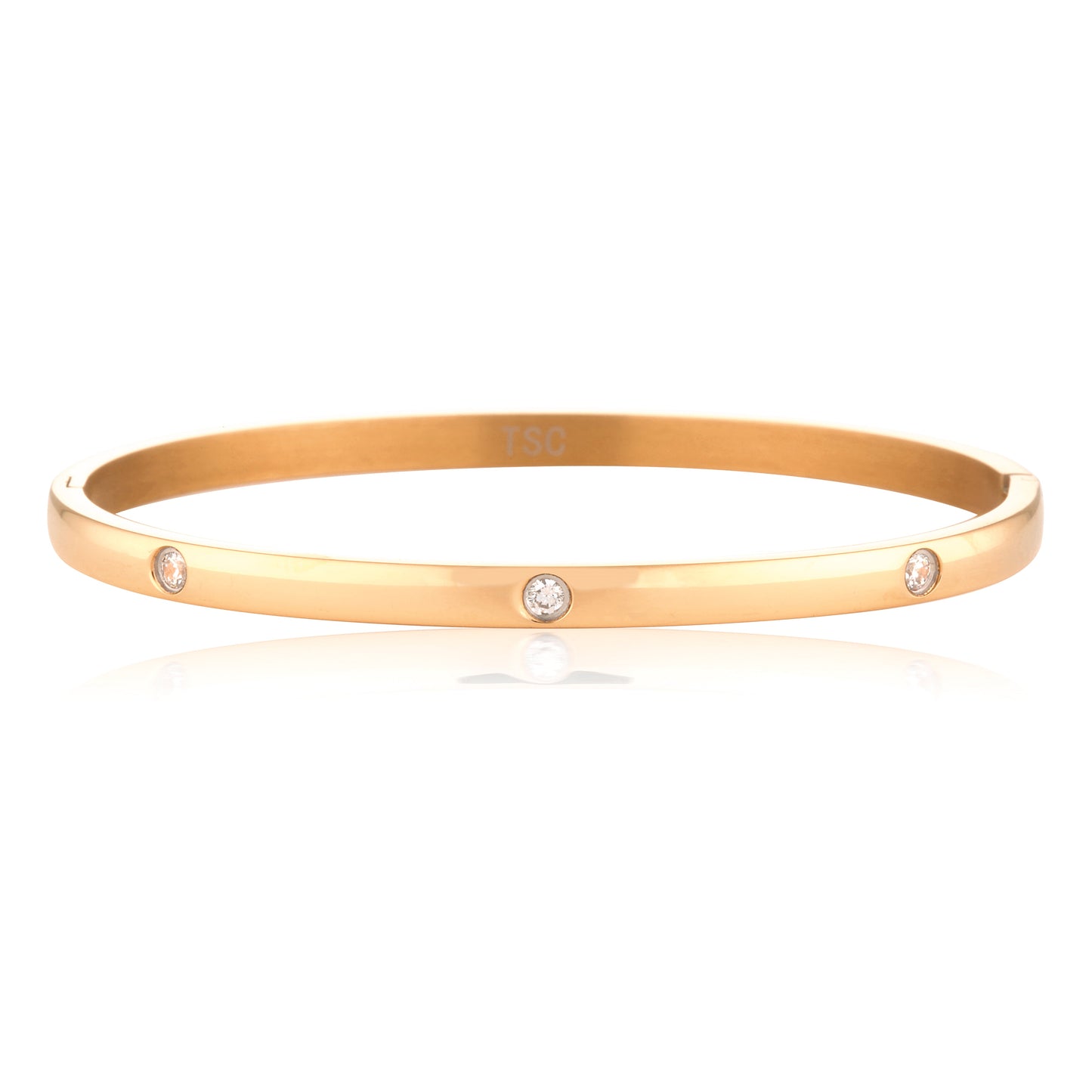 0.05 CT Round Lab-Grown Diamond Gold Bangle Bracelets 3