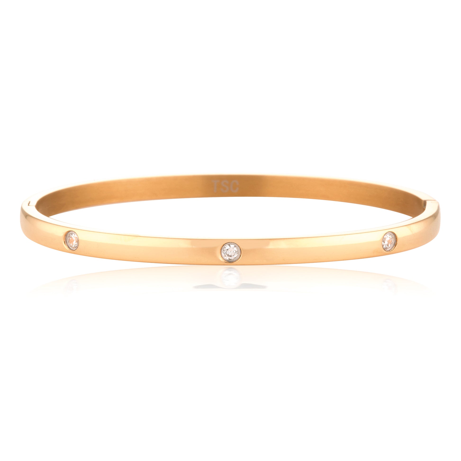 0.05 CT Round Lab-Grown Diamond Gold Bangle Bracelets 3