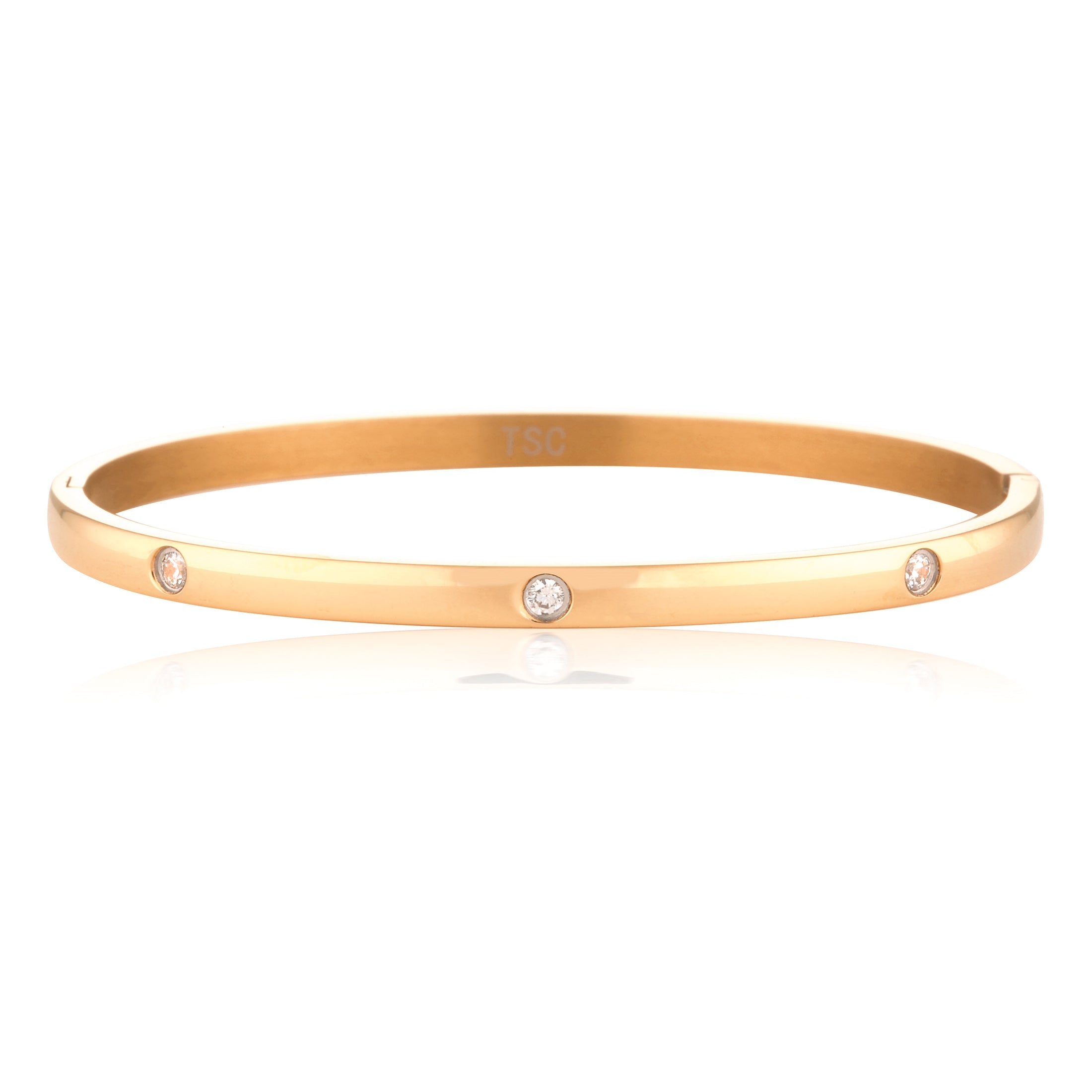 0.05 CT Round Lab-Grown Diamond Gold Bangle Bracelet