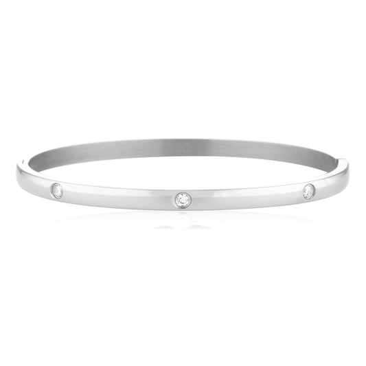 0.05 CT Round Lab-Grown Diamond Gold Bangle Bracelet