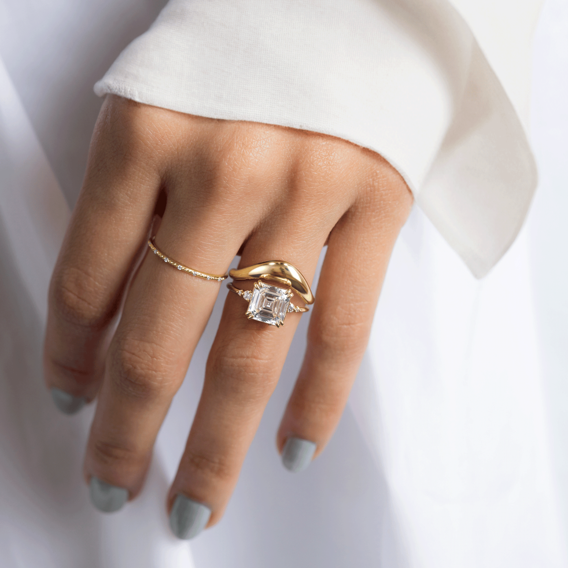 Cluster-Asscher Lab Grown Diamond Engagement Ring