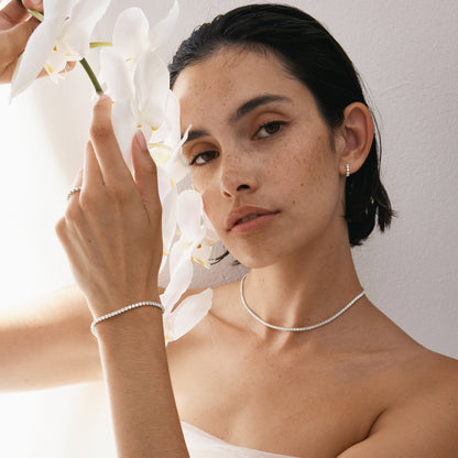 Eternal Elegance: 1 TCW Lab-Grown Round Diamond Tennis Necklace 10
