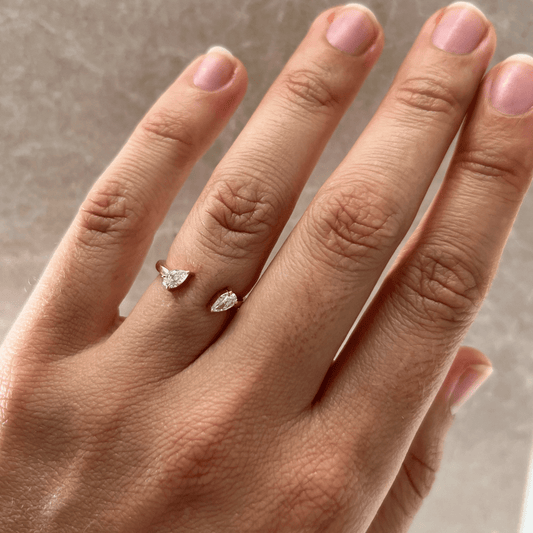 Open End-0.6 CT Pear Lab Grown Diamond Wedding Band