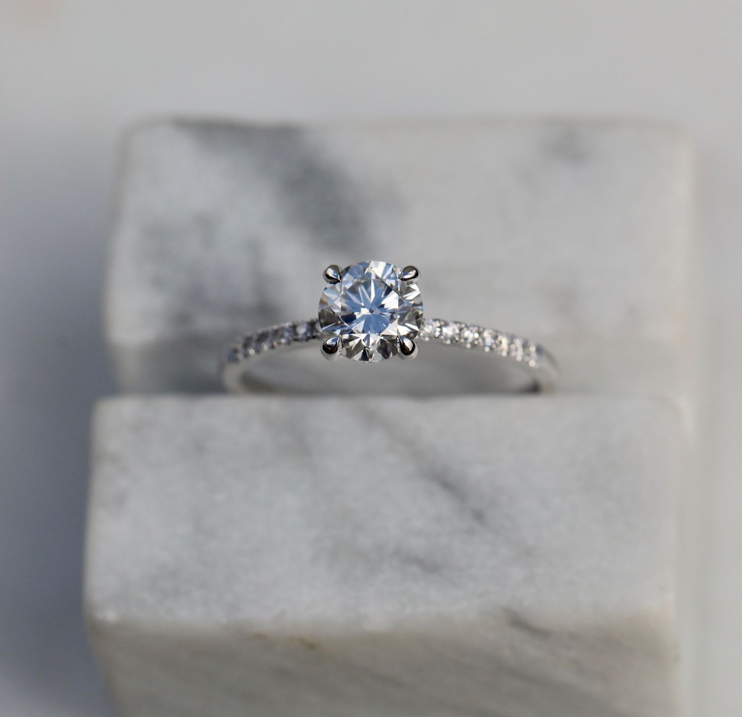 Eternal Elegance: 0.85 CT Round Lab-Grown Diamond Pave Engagement Ring